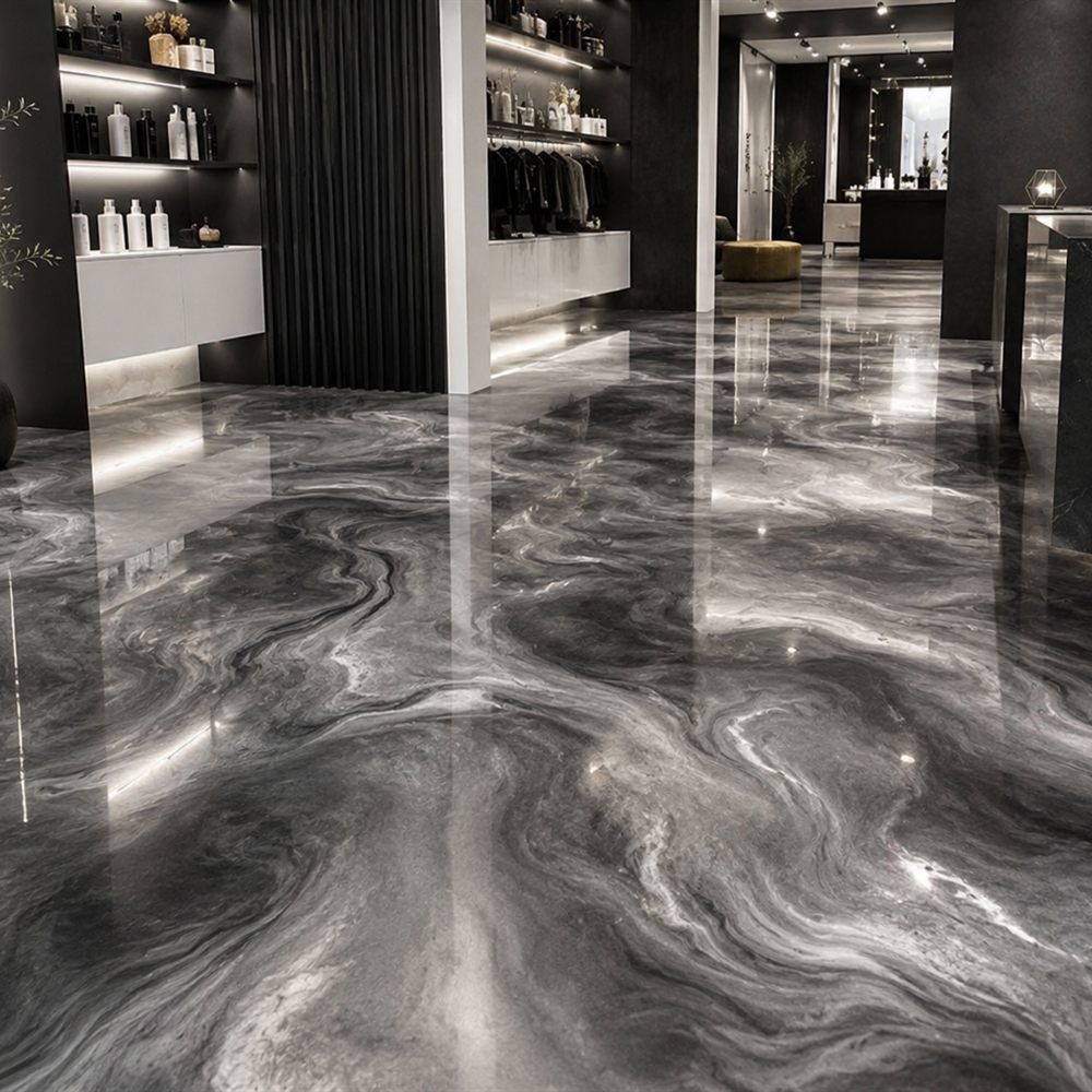 Plancher époxy contour de piscine & patios à Rosemère
